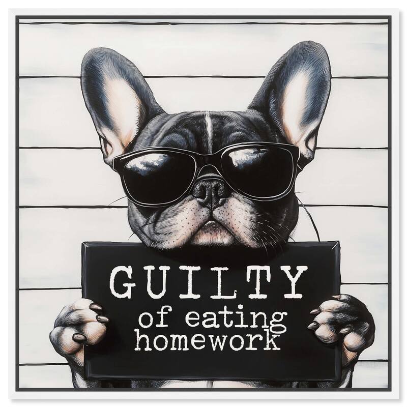 Guilty of Eating Homework Canvas by Art Remedy - White - 24" x 24"