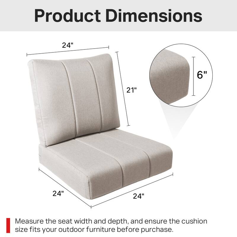 Ivora 24" W x 24" D x 6" T Water & Fade Resistant Outdoor Lounge Chair Replacement Cushion Set