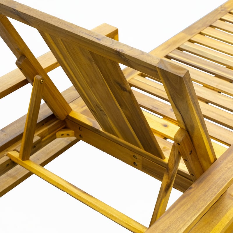 Acacia Wood Adjustable Backrest Outdoor Lounge Chair