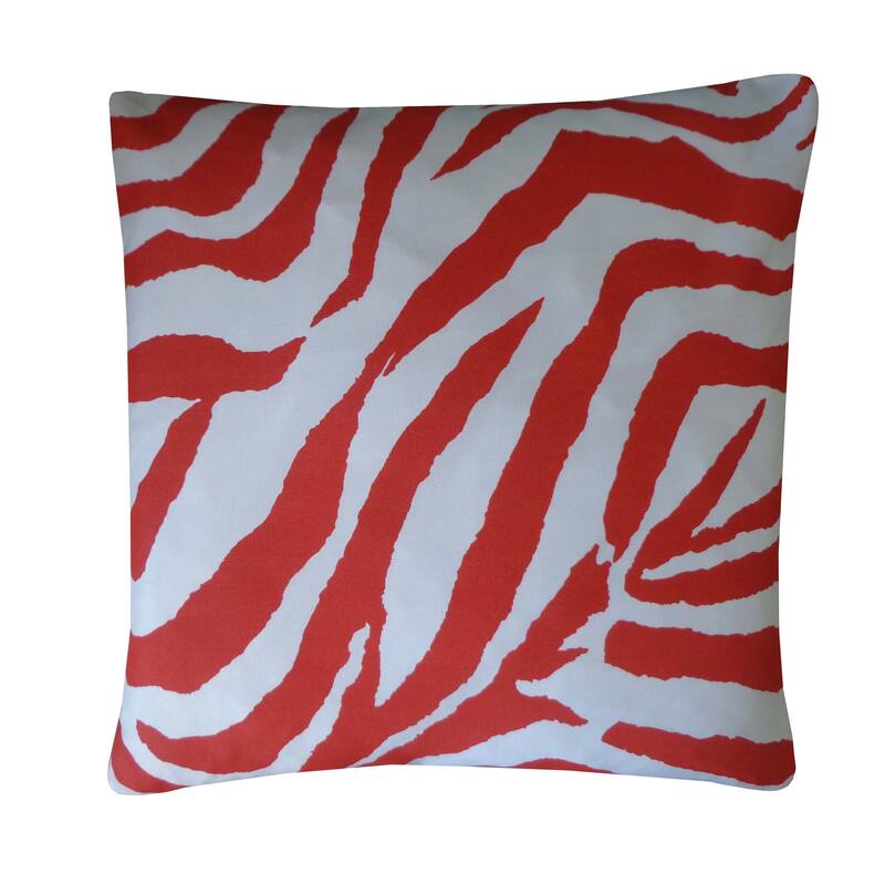 Jiti Outdoor Waterproof Casual Animal Zebra Patterned Square Throw Pillows Cushions for Pool Patio Chair 20 x 20 - Red/White