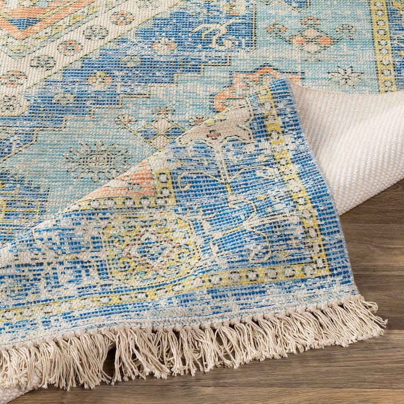 Livabliss Barack Distressed Medallion Handmade Cotton Area Rug