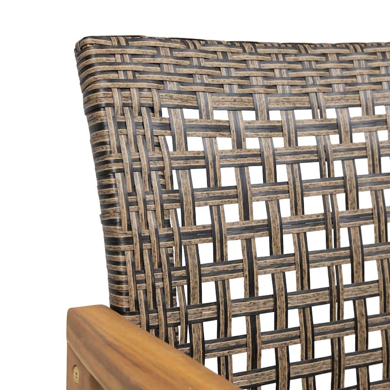 Christopher Knight Home - Thornwell Outdoor Acacia & PE Rattan 5 Piece Dining Set with Woven Elegance