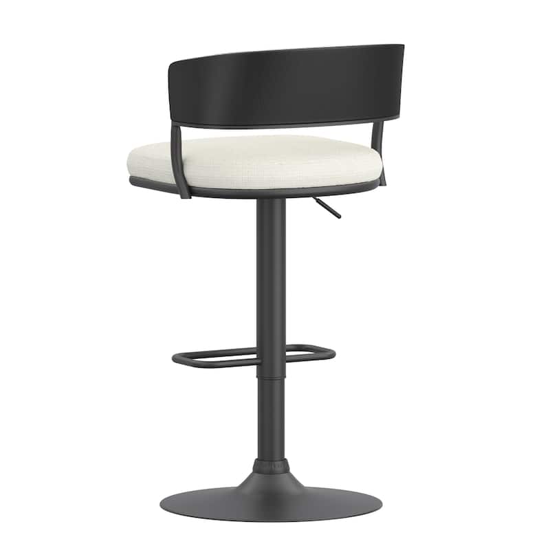 Modern Performance Fabric & Bentwood & Metal Adjustable Air-Lift Stool, Set of 4