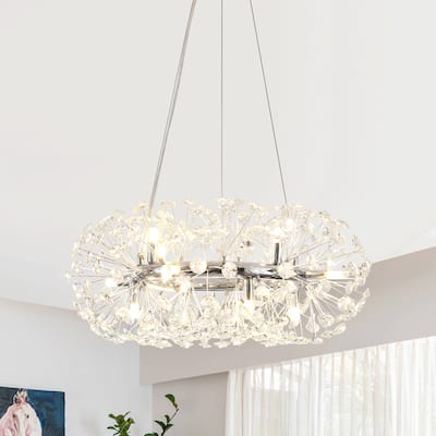 12-Light Firework Crystal Bead Chandelier, Crystal Semi Flush Mount Chandelier for Dining Room and Living Room