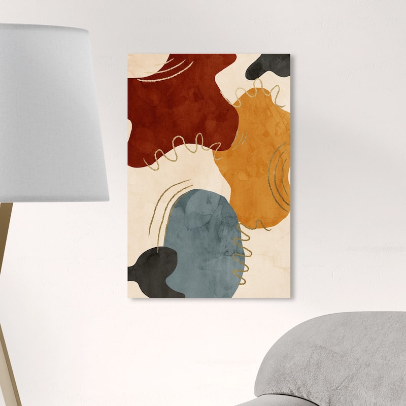 Wynwood Studio 'Shapes in Royal Colors' Abstract Wall Art Canvas Print Paint - Red, White - 16 x 24