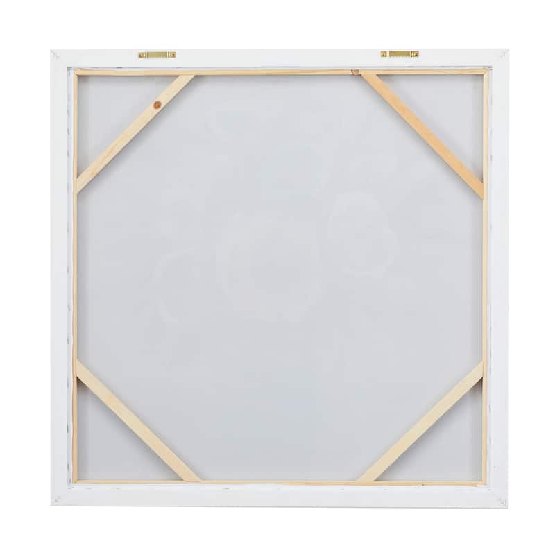 Multi Colored Canvas Bouquet Floral Framed Wall Art with Tan Frame