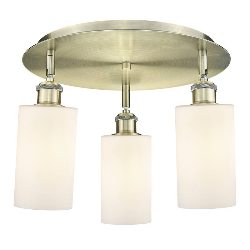 Innovations Lighting Clymer - 3 Light 16" Flush Mount - Antique Brass/Matte White