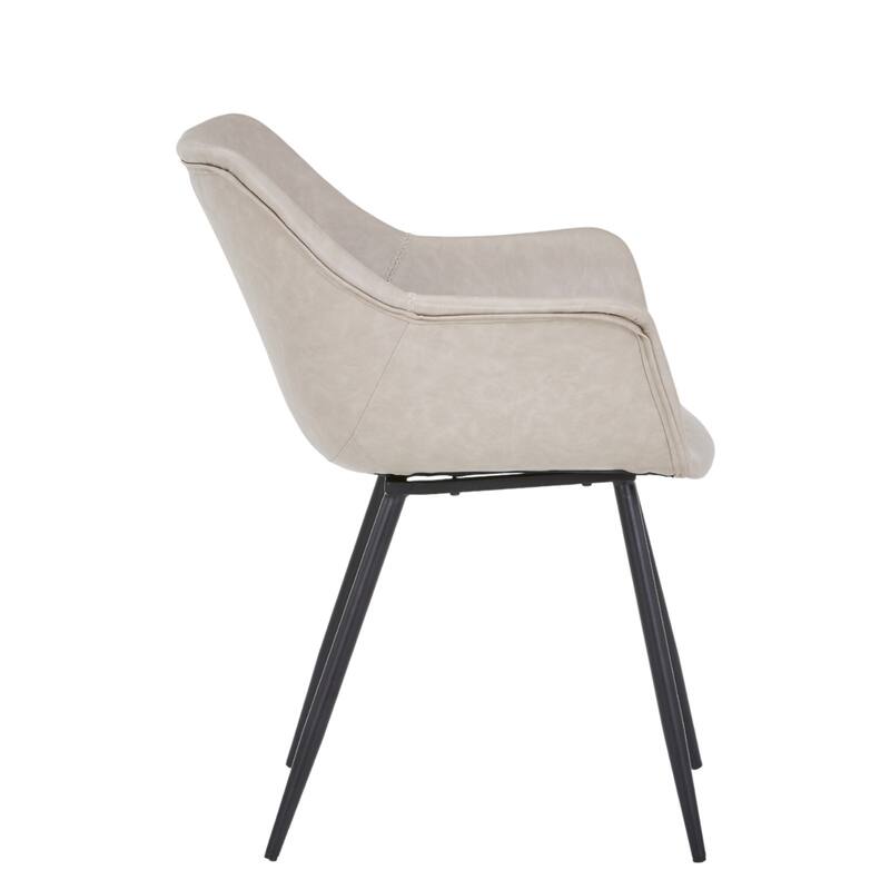 Markley Mid-Century Modern Vegan Leather Dining Chair - Waterproof Kitchen Side Chair with Matte Black Metal Legs