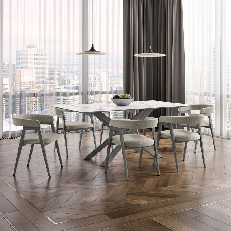 Amisco Caris Upholstered Dining Chair with Arms and Metal Legs