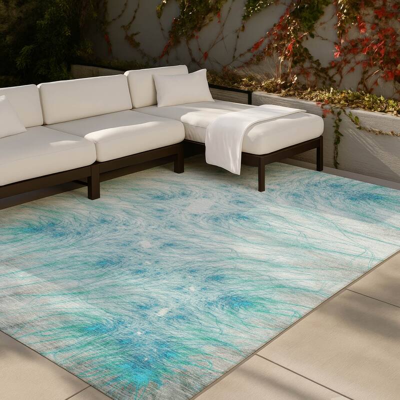Machine Washable Indoor/ Outdoor Modern Cheraw Chantille Rug