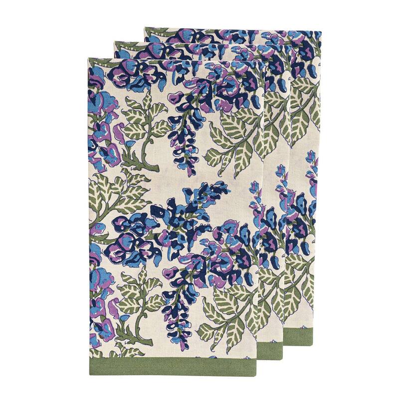 Wisteria Blue/Green Tea Towels 20x30 - Set of 3