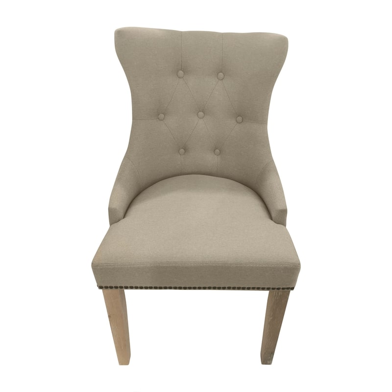 Tufted Back Armless Upholstered Dining Chair - 35" - Cream - Set of 2