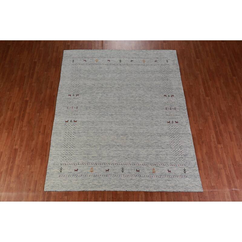Hand Knotted Oriental 100% Wool Carpet Tribal Animal Pictorial Greys & Charcoal Gabbeh Area Rug - 10' 0'' X 8' 3''
