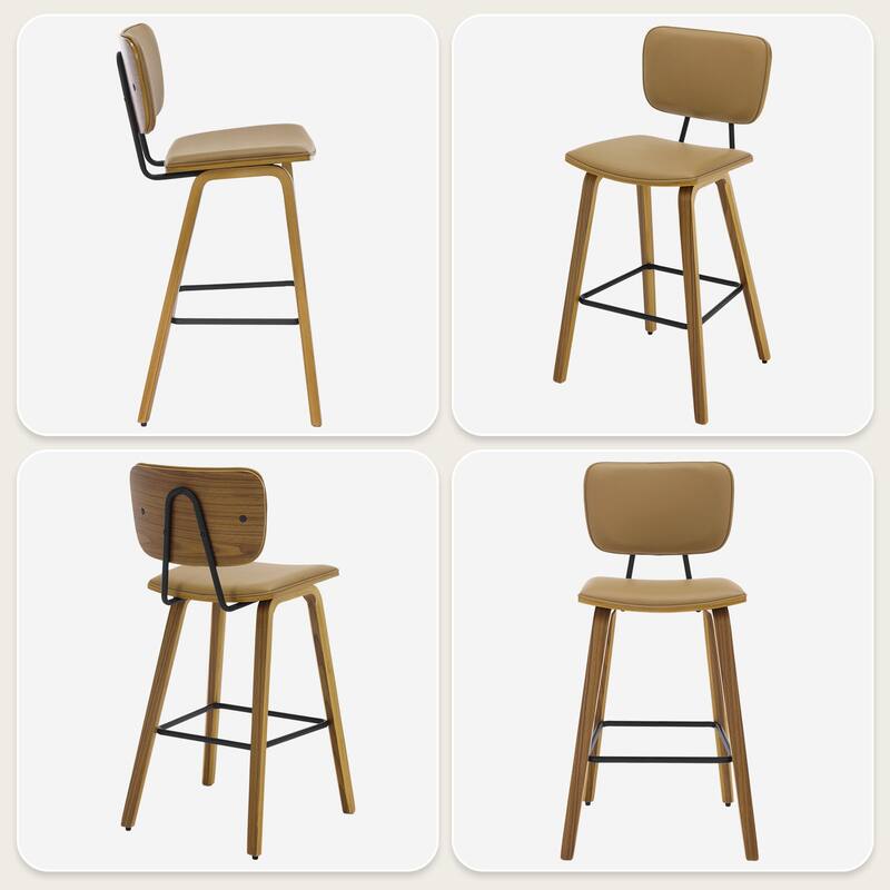 26" Wood Counter Height Bar Stools Set of 2 - 37.6"H x 19.5"W x 18.7"D