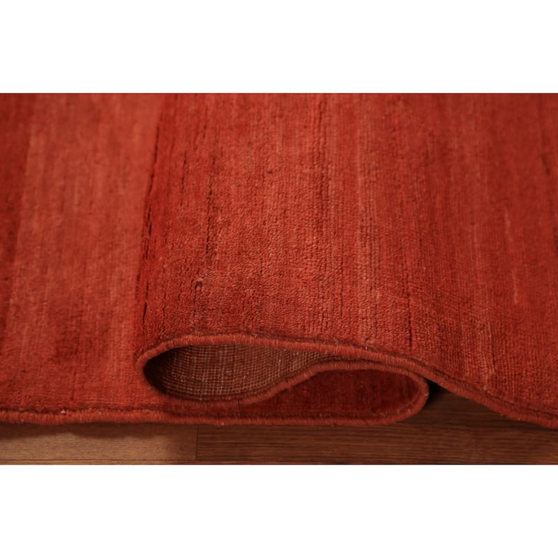 Orange Striped Gabbeh Oriental Rug Handmade Wool Carpet - 3'10" x 5'8"
