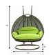 preview thumbnail 102 of 128, LeisureMod Modern 2-Person Egg Hanging Swing Chair with Beige Wicker, Oxford Fabric Cover, Patio Hammock Lounger and Cushions