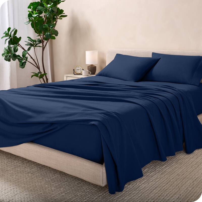 Bare Home Cotton Flannel Sheet Set - Velvety Soft Heavyweight - Twin XL - Dark Blue