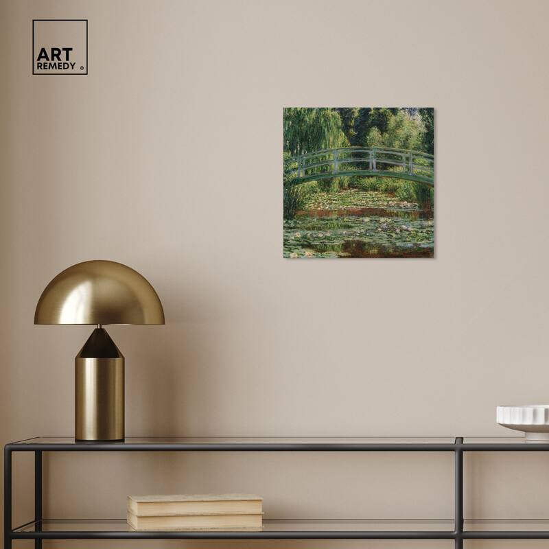 Art Remedy Monet - The Japanese Footbridge And The Water Lily Pool Giverny Gallery Wrapped 1 Piece Canvas Wall Art
