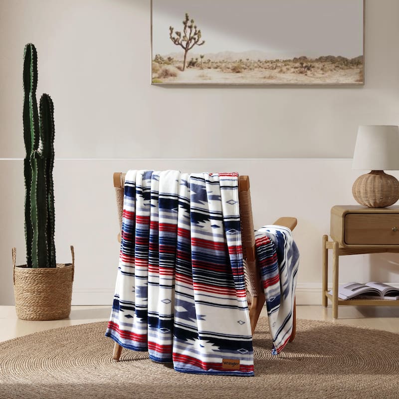 Wrangler Printed Ultra Soft Plush Fleece Throw Blanket.