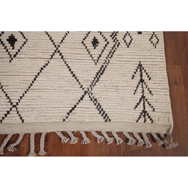 All-Over Trellis Moroccan Area Rug Handmade Wool Carpet - 5'7"x 9'4"