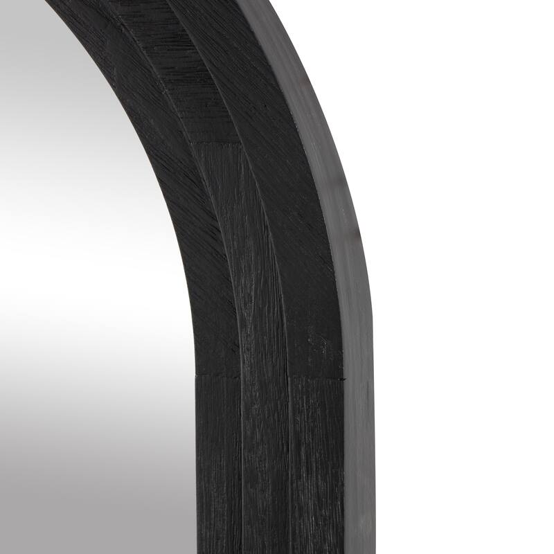 Black Wood Handmade Wavy Room Wall Mirror with Dimensional Carved Frame - 2"W x 28"L x 51"H