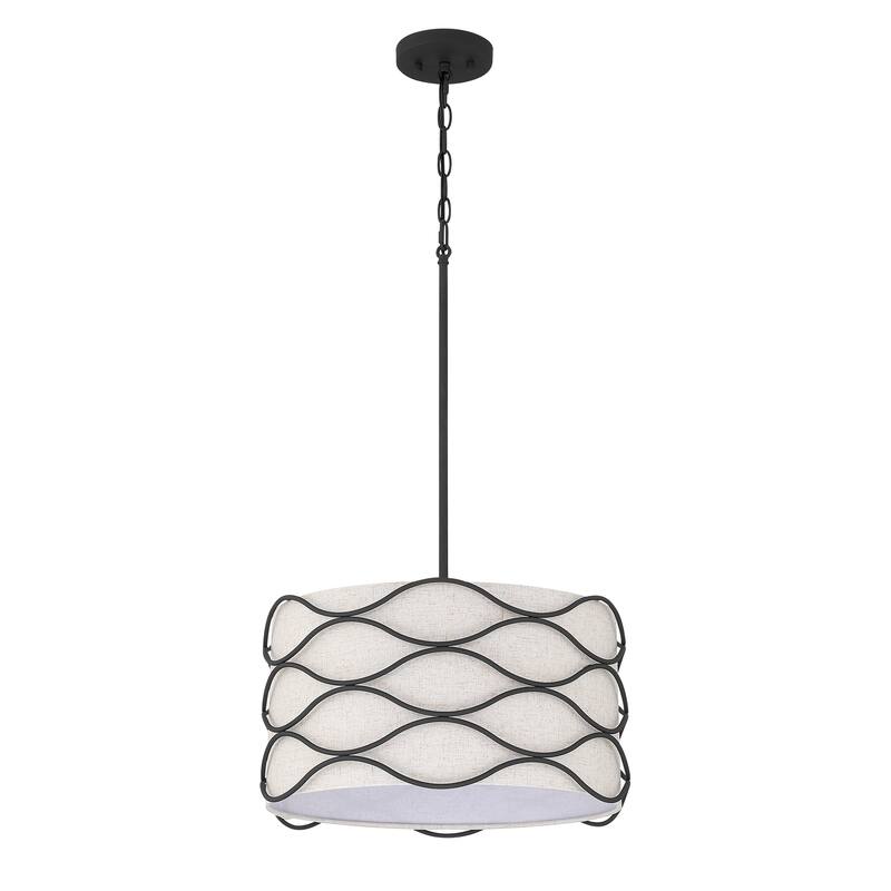 Acroma 4-light Modern Wave Frame Drum Chandelier with Fabric Shade