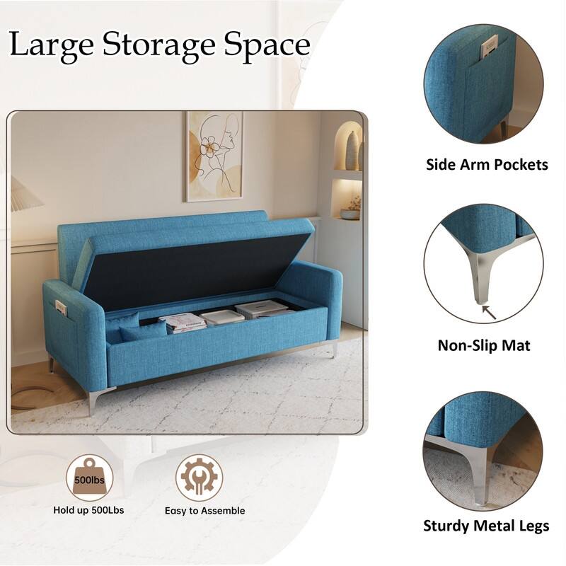 57.1" Two-Seater Sofa With Storage Function