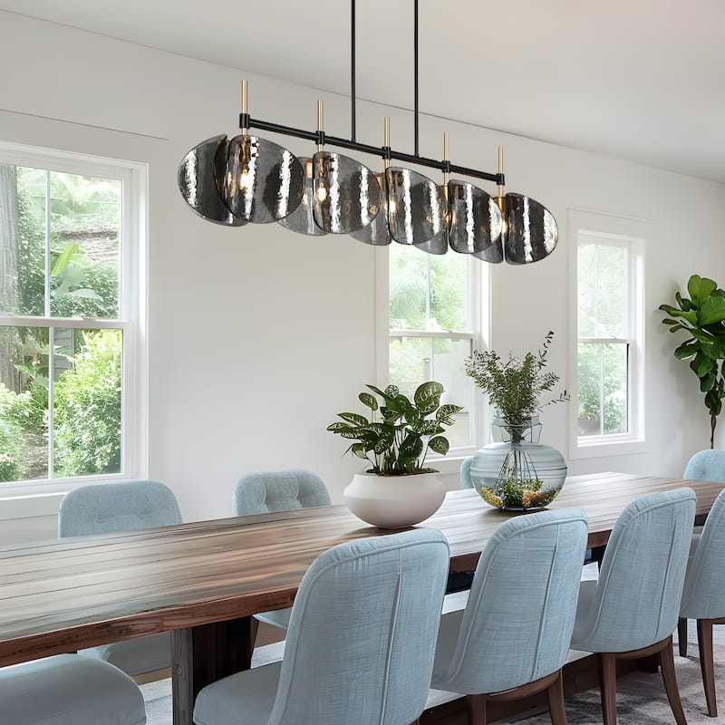 Modern 5-Light Smoky-gray Chandelier 52.1 IN Linear Island Lights - L 52.1" x W 9.8" x H 11"