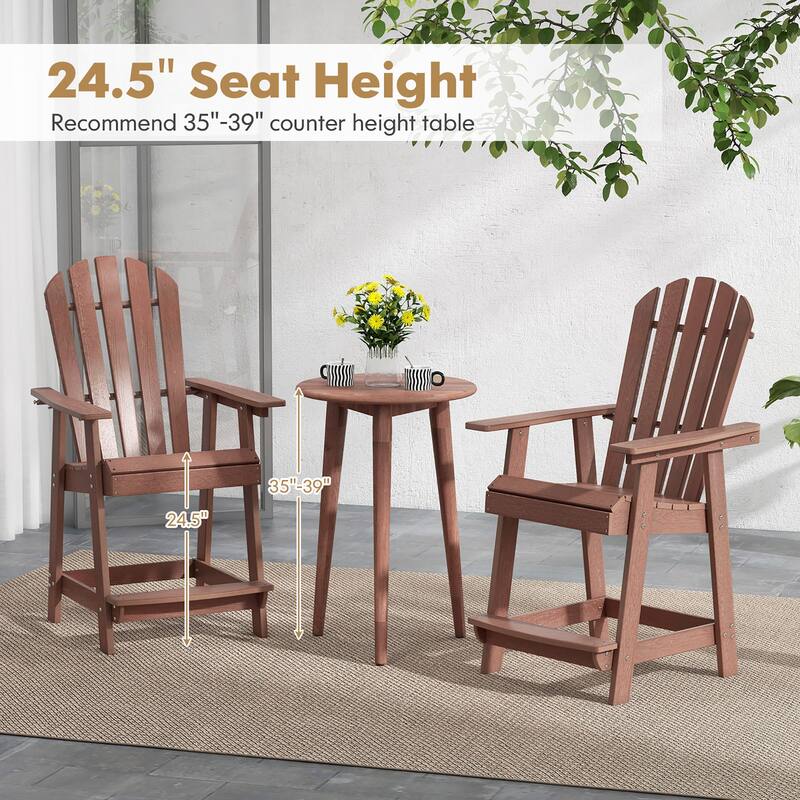 Gymax 2 PCS Bar Stool HDPE Patio Chair w/ Armrest Footrest Home Indoor