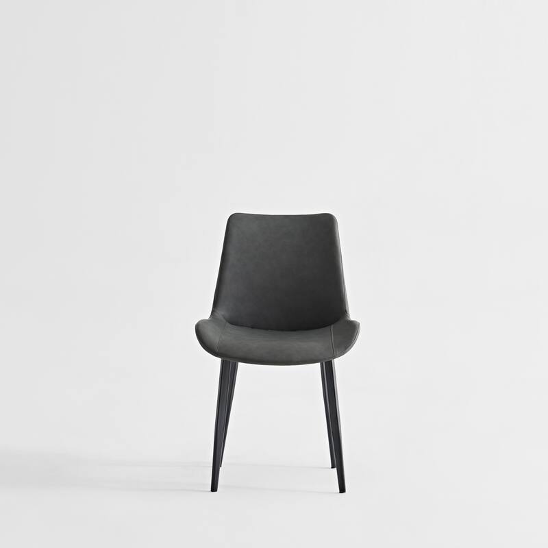 PU Leather Dining Table Set of 2, Armless Chair with Metal Leg