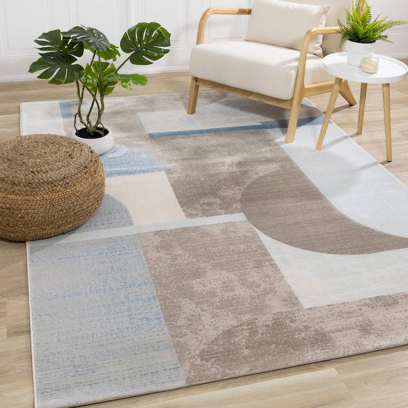 Bloom Collection - Blue/Grey/Cream Shape Shifting Rug