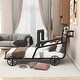 preview thumbnail 3 of 22, Twin Size Metal Car Bed with 4 Wheels and X-Shaped Frame Shelf