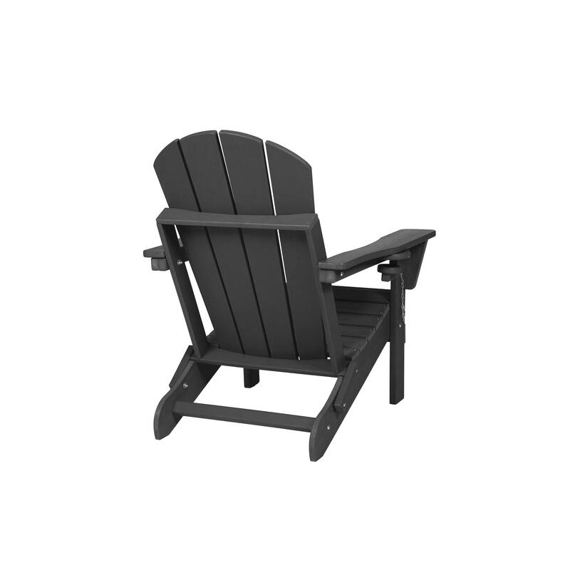 HDPE Folding Adirondack Chair with Dual Cup Holder - Composite Adirondack Chair with Wood Texture
