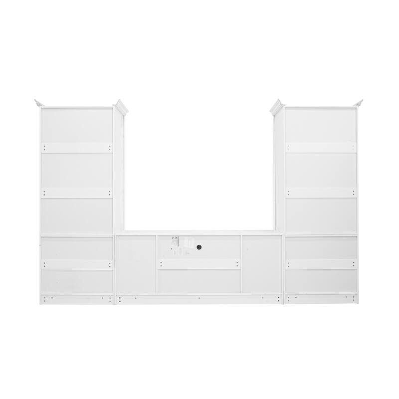 128" Wall Unit Entertainment Center for TVs up to 80", Modern Media Console with Glass Cabinets