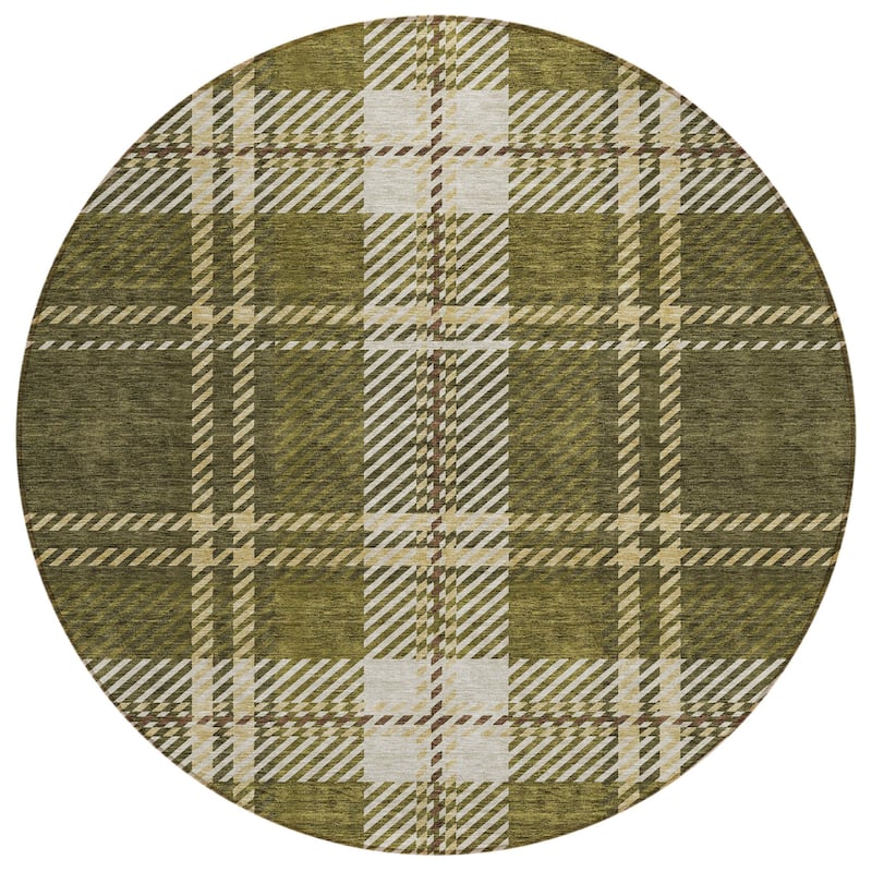HomeRoots Plaid Transitional Rectangle Outdoor Rug