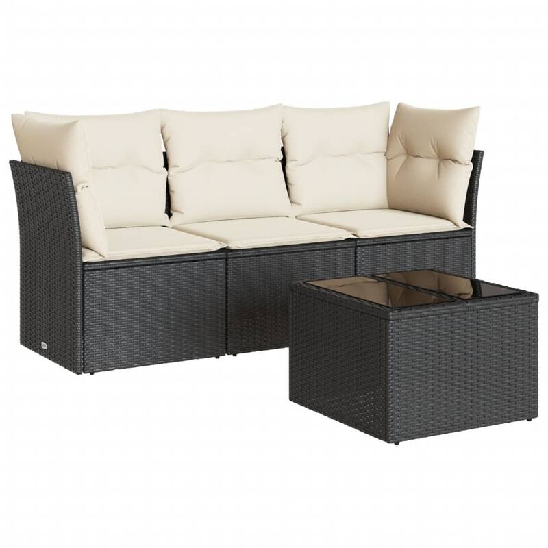 vidaXL Patio Sofa Set with Cushions Outdoor Furniture 3 Piece Poly Rattan