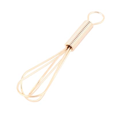 Stainless Steel Handhold Egg Milk Coffee Mixing Beater Gold Tone 8cm Length - Gold Tone