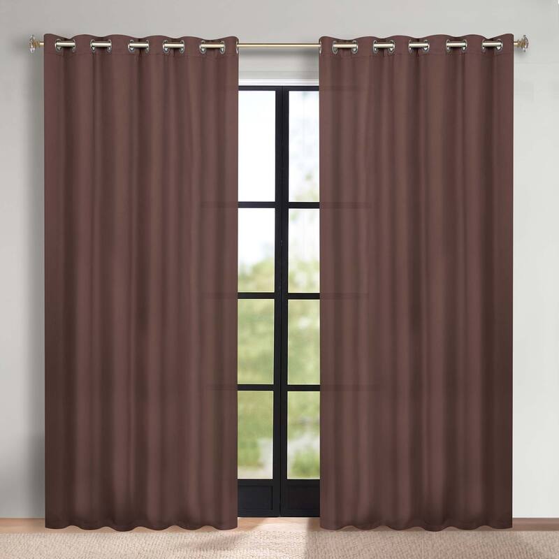 Superior Solid Machine Washable Room Darkening Grommet Blackout Curtains, Set of 2
