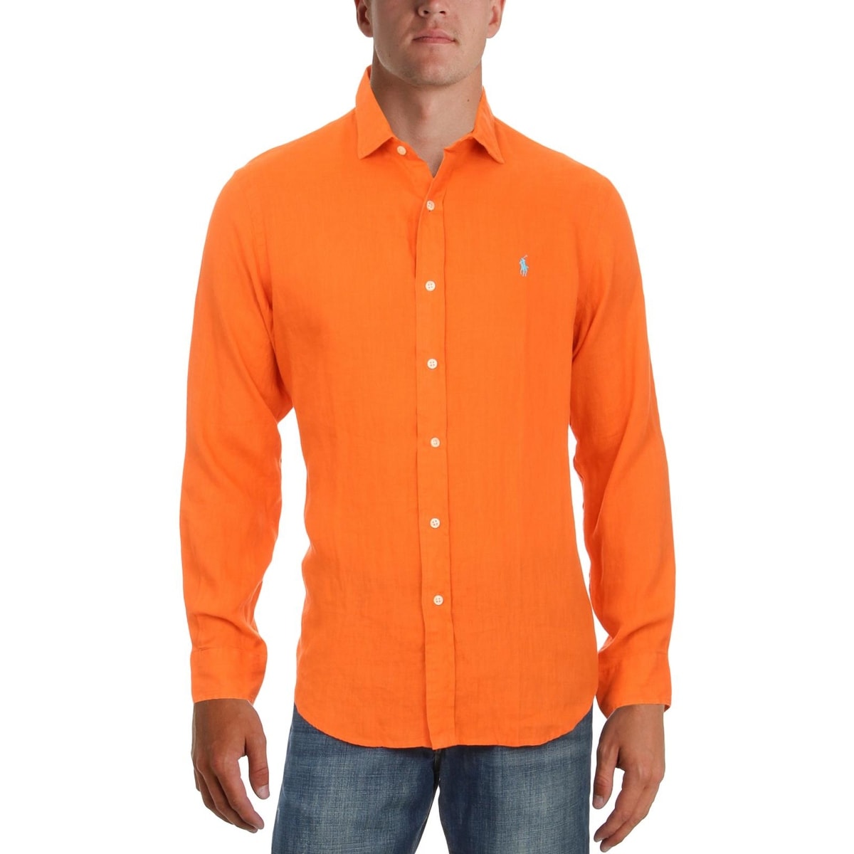 Shop Polo Ralph Lauren Mens Button Down Shirt Linen Casual L