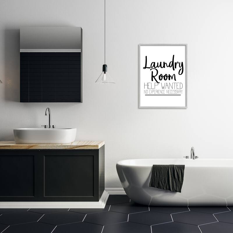Stupell Help Wanted Laundry Room Sign Bold Black White Framed Wall Art