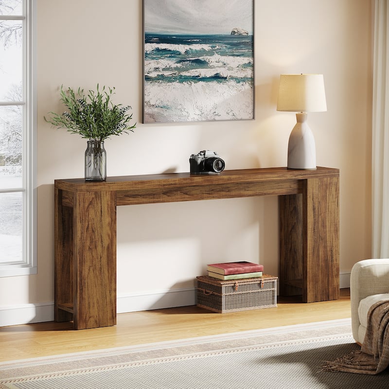 Farmhouse Wood 70.9 Inches Extra Long Console Table for Living Room, Hallway