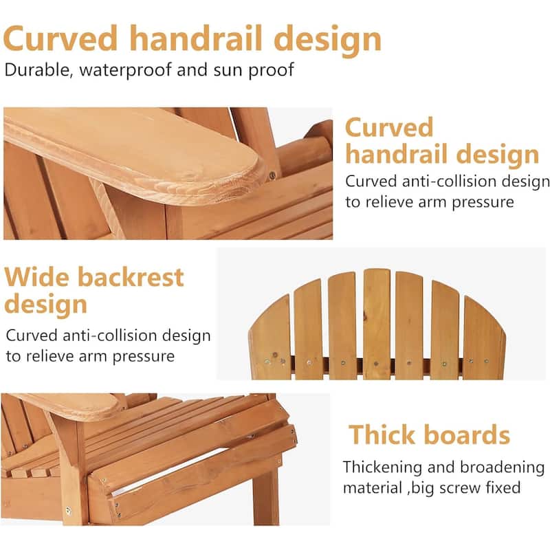 Wooden Folding Adirondack Chair Set of 2 Patio Fire Pit Chairs