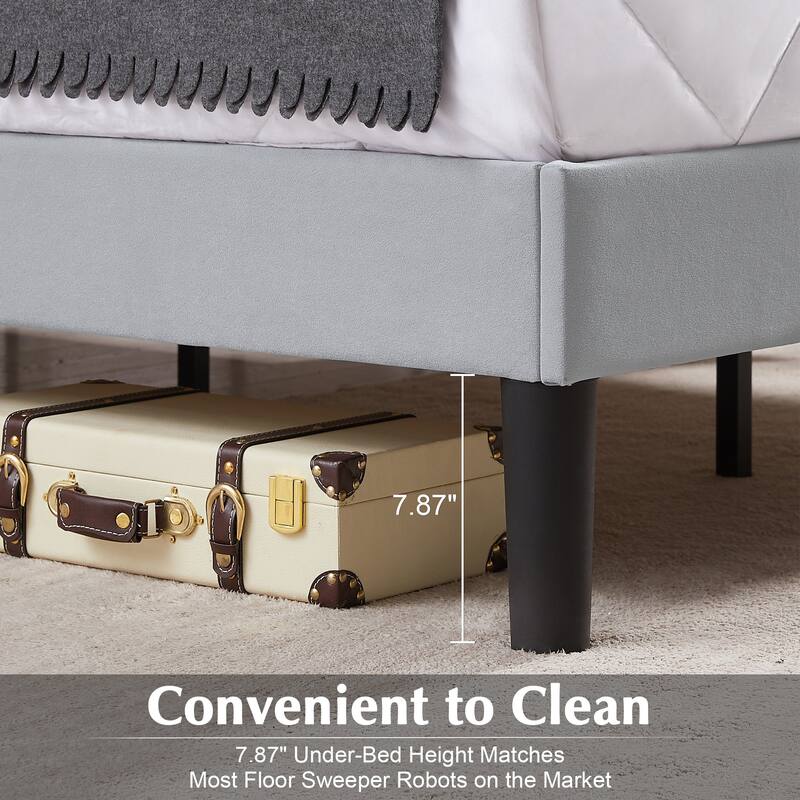 Javlergo Upholstered Bed Frames with Height-adjustable Headboard
