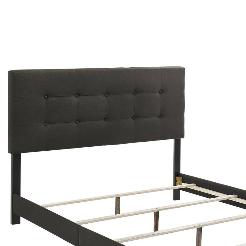 Tufted Queen Panel Bed in Charcoal with Black Legs and Modern Design