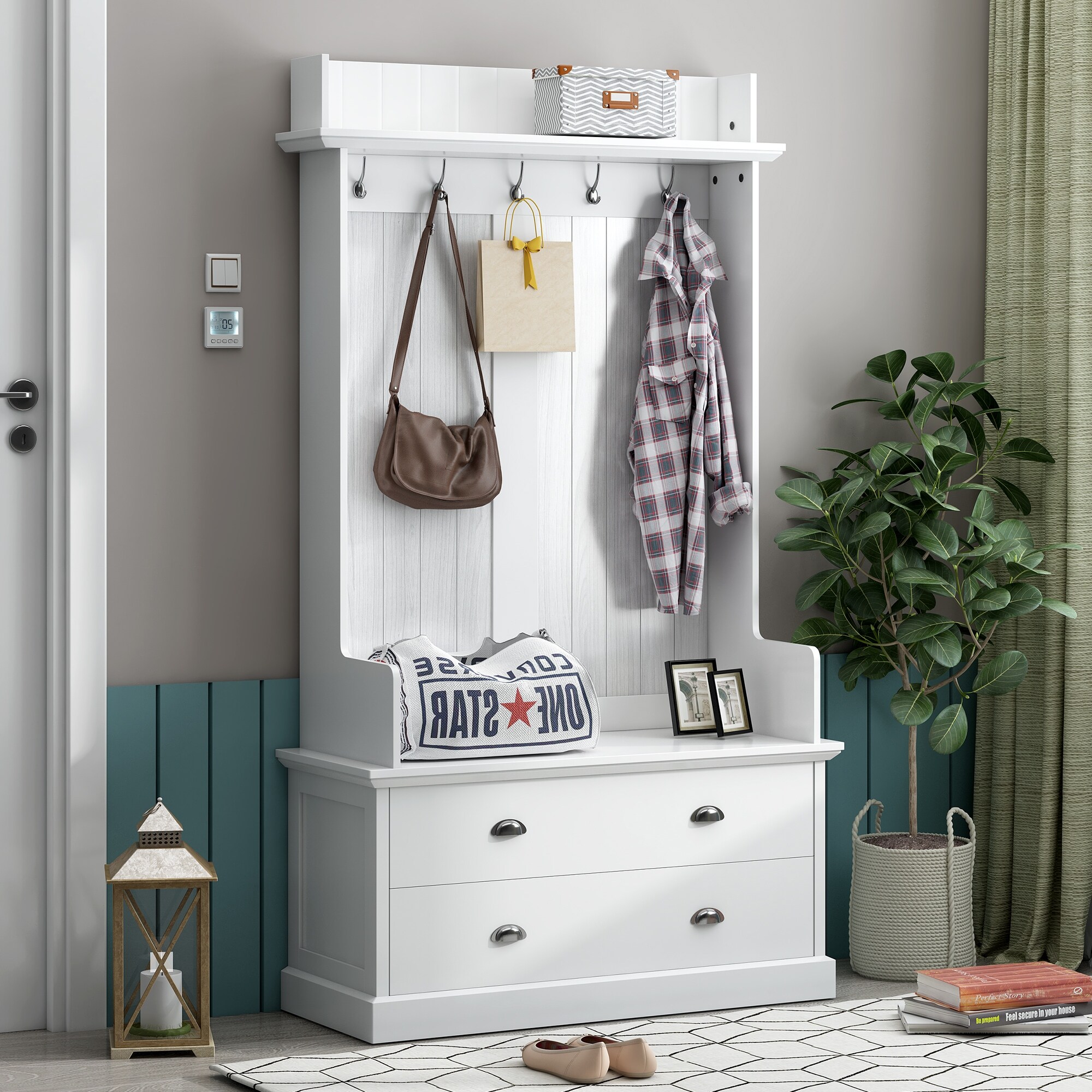 Hallway seat and coat rack discount