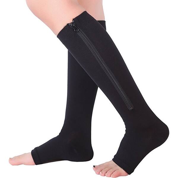 Zip Sox Socks Medical Compression Stockings w/ Open Toe for Men