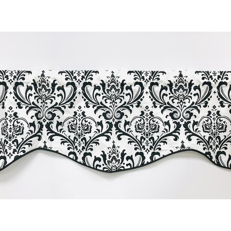 Arbor shaped damask black and white valance - Black