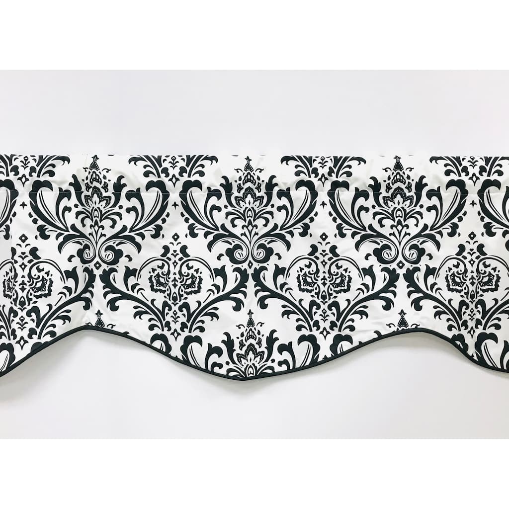 Arbor shaped damask black and white valance