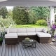 preview thumbnail 4 of 29, COSIEST 7-Piece Outdoor Patio Wicker Sectional Sofa with Coffee Table BrownWicker+OffwhiteCushion+X-baseTable
