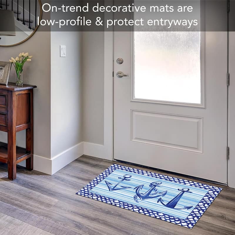 Anchors Away Indoor/Outdoor Entryway Floor Mat Made in The USA Low Profile, Protective Non-Skid Rubber Backing, 29.5" by 17.75"